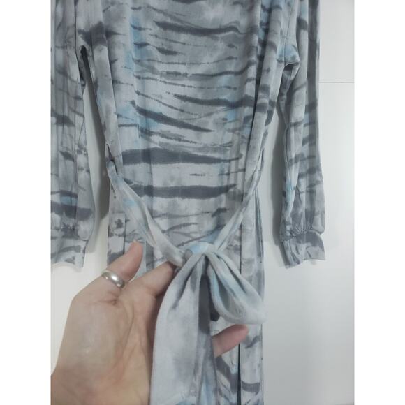Dolan Anthropologie Gray Tie Dye Knit Midi Dress Women's size L Belt Rayon - Picture 6 of 11